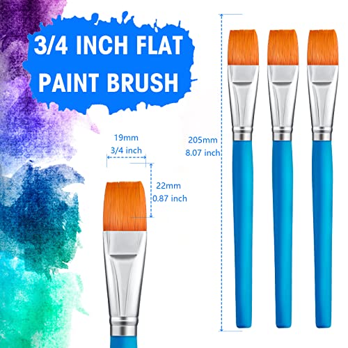 Zonon 10 Pcs 3/4 Inch Flat Paint Brushes Acrylic Painting Craft,Blue - color: Sky Blue