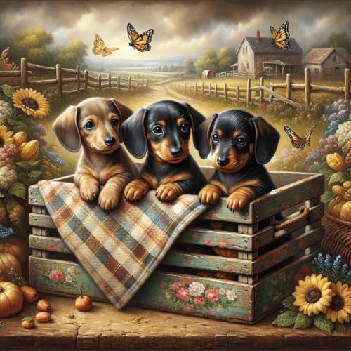 Axquilon Dog Diamond Art Kits for Adults 14x14 inch | Dachshund Diamond Painting Kits for Adults Beginner, DIY 5D Full Drill Gem Art for Home Wall Decor - color: Dachshund