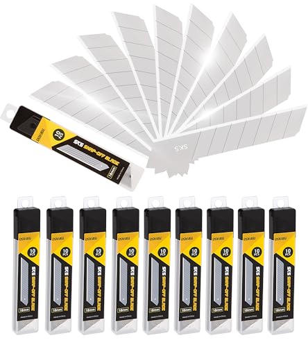 DOWELL 18mm Snap Off Blade SK5, Box Cutter Blades, 100 Pcs | 100-pack 18mm SK5 snap-off blades, sharp & durable, fits standard retractable utility knives