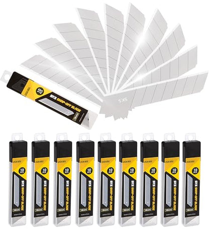 DOWELL 18mm Snap Off Blade SK5, Box Cutter Blades, 100 Pcs | 100-pack 18mm SK5 snap-off blades, sharp & durable, fits standard retractable utility knives