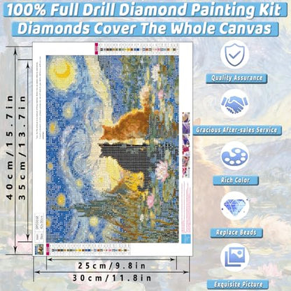 Black Cat Diamond Art Kits for Adults Cute Diamond Painting Kit Beginner - color: DP03668, size: Round Drill
