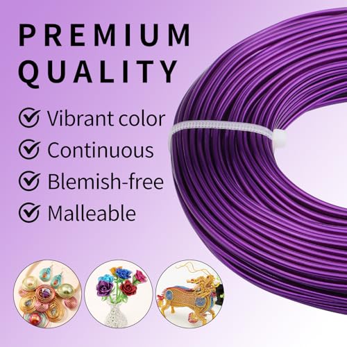 12 Gauge Aluminum Wire 100FT, 2mm Bendable Metal Anodized Aluminum Wire for Sculpting Jewelry Making Crafts Wreath Beading Floral(Purple) - color: Purple