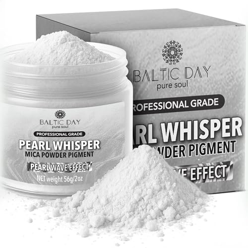 BALTIC DAY Pearl Whisper White Mica Powder 2 oz (56g) – Pearlescent White Pigment for Epoxy Resin, Soap Making, Candle Dye, Slime, Nail Art, Bath Bombs, Acrylic Pouring & Crafts - color: Pearl Whisper