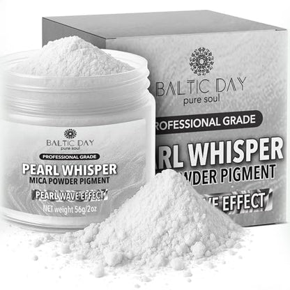 BALTIC DAY Pearl Whisper White Mica Powder 2 oz (56g) – Pearlescent White Pigment for Epoxy Resin, Soap Making, Candle Dye, Slime, Nail Art, Bath Bombs, Acrylic Pouring & Crafts - color: Pearl Whisper