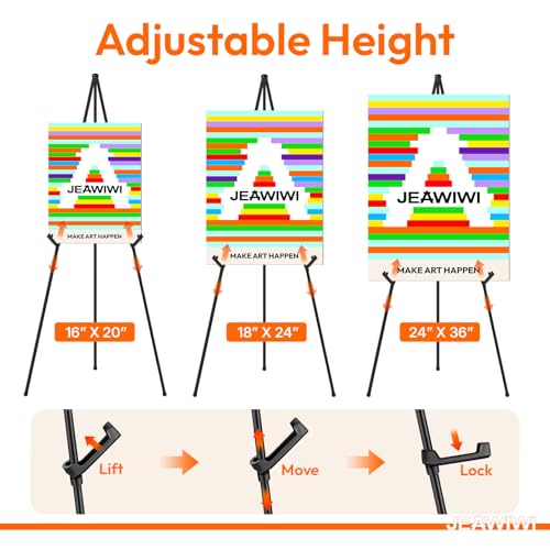 JEAWIWI 2 Pcs Lightweight Easel Stand, 66 Inch, Black, with Carry Bags - color: Black, size: 2 PCS