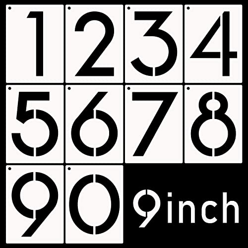 DXCYZ 9 Inch Large Number Stencils Kit 0-9 Address Number Stencil, 10PCS Reusable Plastic Painting Number Templates for Mailbox Signs, Door, Cars, Trucks, Home, Window (9" Tall) - size: 9 Inch