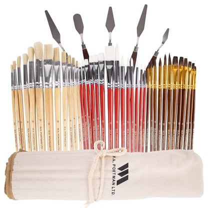 WA Portman 38pc Professional Acrylic Paint Brush Set with 5 Palette Knives