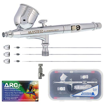 Master Airbrush G233 Performance Pro Airbrush Kit with 3 Nozzle Sets - size: Without Hose