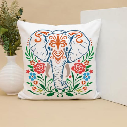 MAYJOYDIY 3Pcs African Elephant Stencils Mandala Elephant Painting Stencil 11.8×11.8/11.7×8.3inch Reusable Wildlife Drawing Template with Paint Brush for Craft on Window Wood Wall Home Decor - style: African Elephant