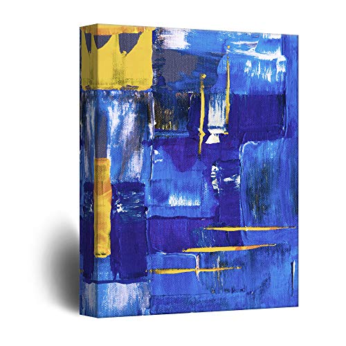 wall26 - Canvas Wall Art - Abstract Blue Color Oil Paints on Canvas - Giclee Print Gallery Wrap Modern Home Art Ready to Hang - 12x18 inches - color: Artwork - 07, size: 18"L x 12"W