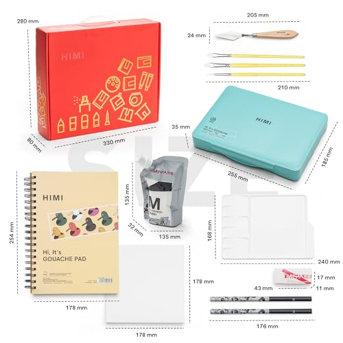 HIMI 48 Colors Twin Cup Jelly Gouache Paint Set, – Complete Art Kit with Pad, Paint Refill, Palette, Brushes, Painting Knife, Foldable Frame for Beginners, Students & Artists
