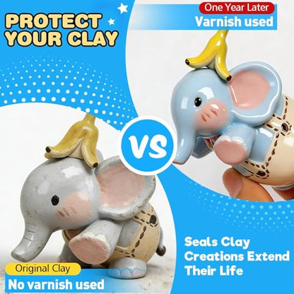 5.1FL OZ Air Dry Clay Glaze, High Gloss Varnish, Protective Sealant to Prevent Cracking & Scratching While Providing a Gloss Glaze Effect - for Ceramics, Wood, Acrylic Painting and Crafts (Gloss)