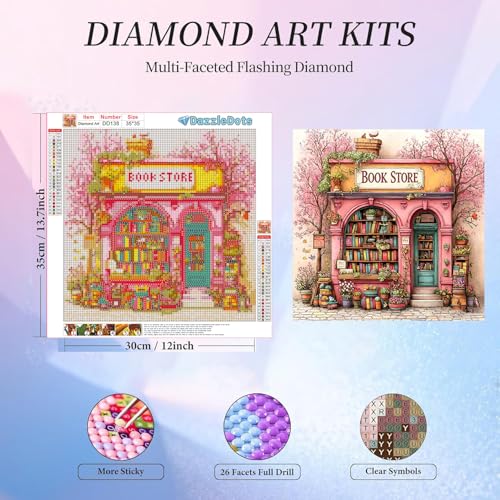 Bookstore Diamond Art Kits for Adults Round Diamond Painting 14x14 Inch - color: DD138