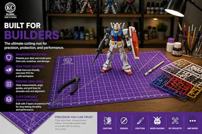KC GLOBAL A1 (38"x26") Professional Grade Self-Healing Cutting Mat - Purple, Odor-Free, Reversible, Eco-Friendly, Durable, 2mm PVC Material, Premium Desk Mat for Crafters, Quilters, and Hobbyists - size: 38"L x 26"W
