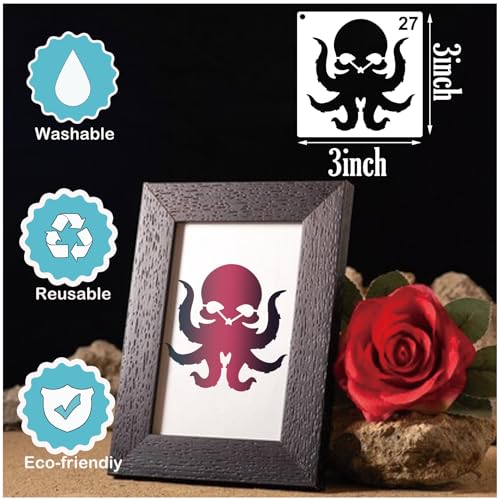 Small Stencils for Painting on Wood Burning Reusable, 3 Inch Reusable Stencil for Craft Ornament Paint Template Stencils for Wall Card Rock Wood Signs Coasters Canvas Home Decor (Skull) - style: Skull