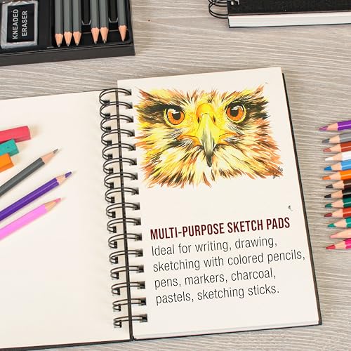 U.S. Art Supply 5.5" x 8.5" Premium Hardbound Sketch Book, 2 Pack, 80 Sheets Each, 70 lb (110gsm) - Hardcover Spiral Bound Artist Field, Small Sketch Pad, Acid-Free Drawing Pad - Adults, Students - size: 5.5-x-8.5-inch