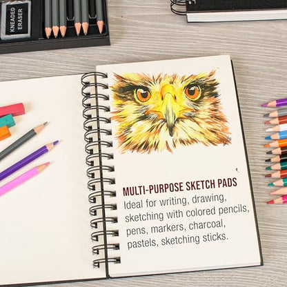 U.S. Art Supply 5.5" x 8.5" Premium Hardbound Sketch Book, 2 Pack, 80 Sheets Each, 70 lb (110gsm) - Hardcover Spiral Bound Artist Field, Small Sketch Pad, Acid-Free Drawing Pad - Adults, Students - size: 5.5-x-8.5-inch