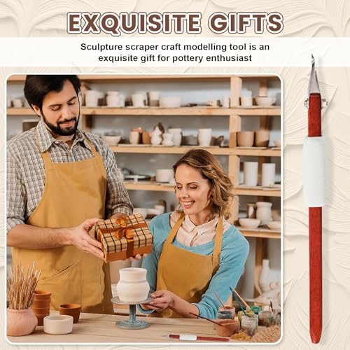 Lanties Pottery Carving Tools Set Include 5 Stainless Steel Blades & Red Pear Wood Handle, Sculpture Scraper Craft Modelling Tools for Clay, Ceramic Sculpting, Graffito, Relief Art(Fine Tip) - style: Fine Tip