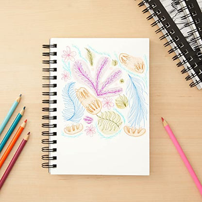 Bright Creations Perforated Spiral Sketchbook - Acid-Free Ivory Art Paper - Perforated Pages for Drawing Pad - Spiral-Bound Portable Sketch Pad - 5.5 x 8.5 in, Ivory, Pack of 3, 100 Sheets