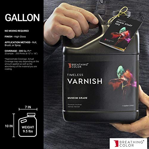 Breathing Color Timeless Archival Print Varnish - 1 Gallon Glossy Finish - Premium Quality Water-Based Canvas Coating with Fade Protection - size: 128 Fl Oz (Pack of 1)