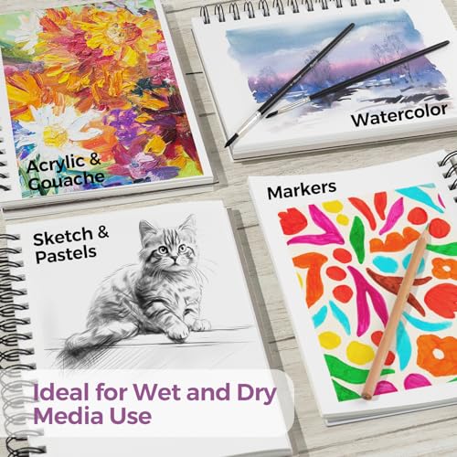 Funto Watercolor Pad 5.5x8.5, 3 Pack, 90 Sheets,140lb/300gsm, Double-Sided, Cold Press, Spiral Bound, Heavyweight Paper for Watercolor Painting - color: 5.5x8.5-Purple-3 Pack