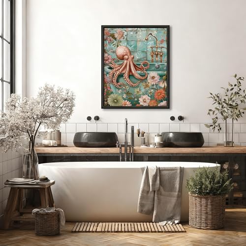 Reivworl Animal Paint by Numbers Kit for Adults Beginner 16×20 inch | Animal Paint by Number Kits 16×20 inch, Crafts on Canvas with Gifts. - color: 10-Octopus