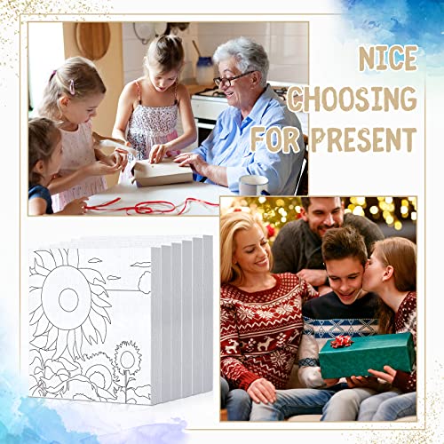 Honoson 6 Pcs 6 Inch Pre Drawn Outline Canvas Paint Kit with Pictures for Adults Paint Party Stretched Canvas Art Boards Set for Adult Beginner(Classic Style) - style: Classic Style