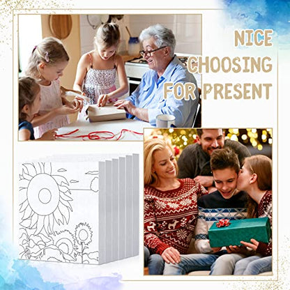 Honoson 6 Pcs 6 Inch Pre Drawn Outline Canvas Paint Kit with Pictures for Adults Paint Party Stretched Canvas Art Boards Set for Adult Beginner(Classic Style) - style: Classic Style
