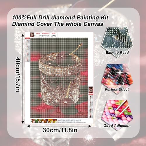 AIBOERL Diamond Art Kits for Adults,Cherry Diamond Painting Wall Decor | Round Drill Vintage Cherry Diamond Painting for Beginners DIY Rhinestone 5D Diamond dots(Gemstone Craft)Wall Art Gift 12x16IN - color: DP03829