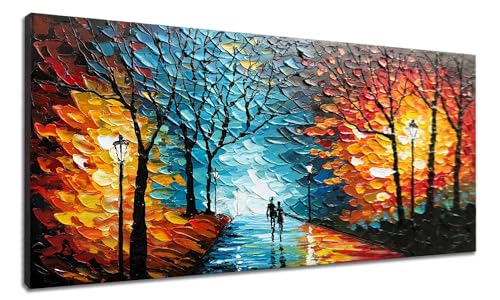 Alenoss Hand Painted Modern Oil Paintings on Canvas Large Wall Art 24x48 Inches Romantic Abstract Painting Contemporary Art Living Room Bathroom Wall Decor - color: AL-B98