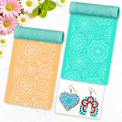 beinkmake 5Pcs Mandala Pattern Polymer Clay Texture Rollers, Plastic Clay Tools with Storage Case for DIY Jewelry Making, Scrapbooking, Pottery Crafting - color: Mandala Pattern