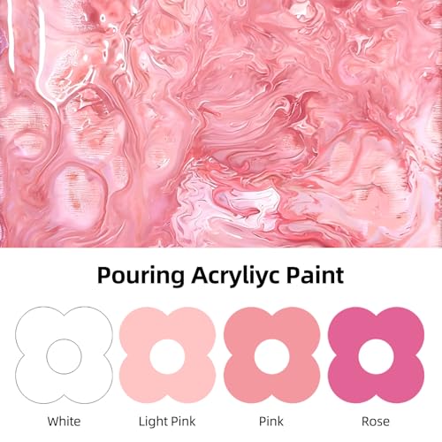 Colorful Pink Series Acrylic Pouring Paint Set, 4 Colors, 3.34 oz Craft Kit - color: Rose Color