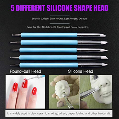 Swpeet 24Pcs Modeling Clay Sculpting Tools Kits, Painting Brush, Wooden Dotting Tools, Ball Stylus Tool, Plastic Ball Rod Stylus Modeling Tools, Clay Roller, Clay Scarper for Modeling Clay - color: N0.2 24Pcs Modeling Clay Sculpting Tools Kit
