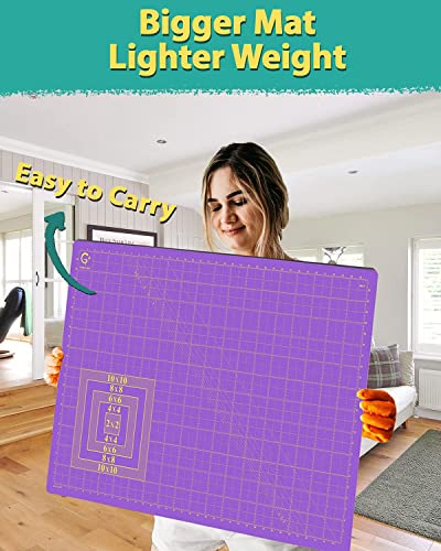 G+ Self-Healing Cutting Mat, True A3 12 x 18" (13 x 19"Full) Purple/Black Eco-Friendly Double-Sided 3-Ply Craft Cutting Board for Sewing Fabric Crafts Hobby Scrapbooking and All Arts Projects - size: 19"L x 13"W