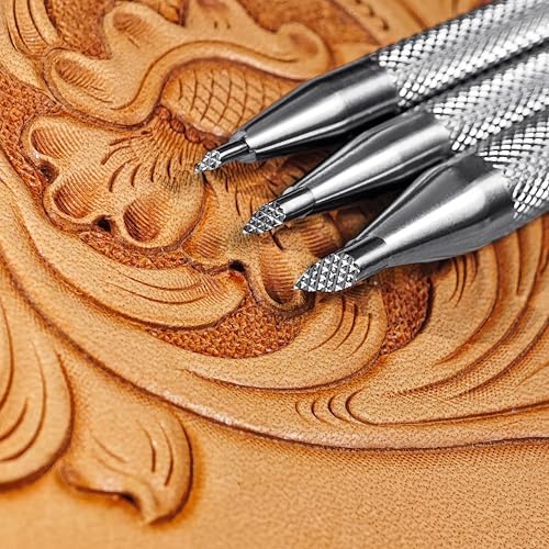 Leather Stamp Checkered Background Stamps 3Pcs Leathercraft Stamping Tool 304 Stainless Steel Mesh Pattern Carving Set for Crafting Carving DIY