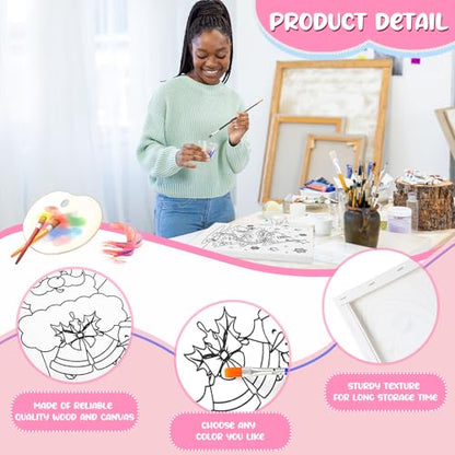 Sherr 20 Pcs Christmas Pre Drawn Canvas for Painting for Adults | Bulk 8" x 10" Pre Stretched Outline Painting Boards for Beginners Students, Happy New Year Party Favor - style: Holiday