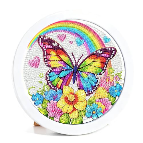 bleihum Butterfly Diamond Art Kits for Kids with Round Frame 8X8 inch | Small Diamond Art Painting for Kids Ages 8-12, Gem Painting for Kid Girls Boys Gift Wall Decor - color: CC1165-US
