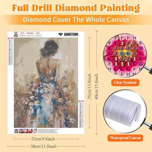 GUMITOON Diamond Art Kits for Adults-Pink Bow Full Drill Diamond Dots Paintings for Beginners, Round 5D Paint with Diamonds Pictures Gem Art Painting Kits DIY Crafts Kits 12"x16" QCY-149 - color: QCY-161