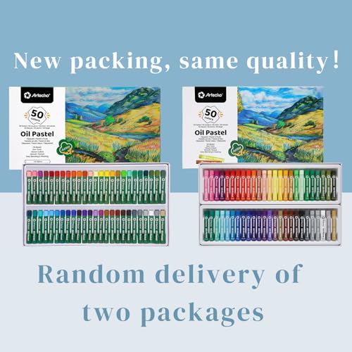 Artecho Oil Pastels Set of 50 Colors (8 x 60 mm) - size: 50 Count (Pack of 1), style: 50 Basic Colors