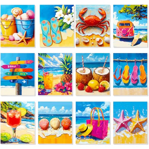 Sherr 12 Pcs Pre Drawn Canvas for Adults,Colorful Hawaii,8 x 10 Inch | Pre Printed Canvas, Sip and Paint Party Canvas Painting Kit, for Holiday Painting Crafts Favor - size: 8 x 10 Inch, style: Colorful Hawaii