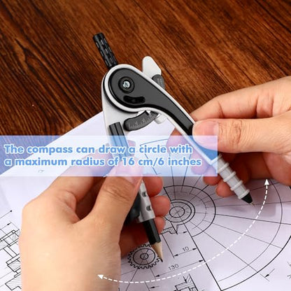 Zonon 1 Set Plastic Geometry Math Set 7 Pcs Includes 6'' / 4 '' Protractor, Drawing Compass, 45/60 Degree Triangle Rulers, 12'' / 6'' Math Ruler Transparent for Office Supplies(Clear) - color: Clear