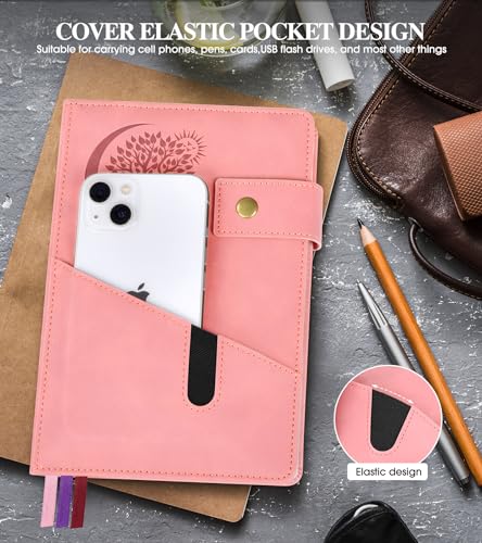 PAIBAS Blank Journal Notebook, A5 Hardcover Leather Sketchbook with 200 Pages Thick Blank Paper for Men Women, Unlined Drawing & Writing Journal, 5.9" x 8.4" Plain Notebook (pink) - color: Pink, size: Blank Page