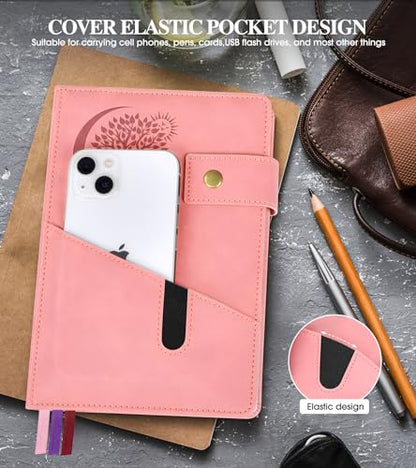 PAIBAS Blank Journal Notebook, A5 Hardcover Leather Sketchbook with 200 Pages Thick Blank Paper for Men Women, Unlined Drawing & Writing Journal, 5.9" x 8.4" Plain Notebook (pink) - color: Pink, size: Blank Page