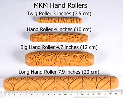 MKM Pottery Tools Wood Big Hand Rollers for Clay (BHR-109 Sweater Cable Stitch) - color: BHR-109 Sweater Cable Stitch