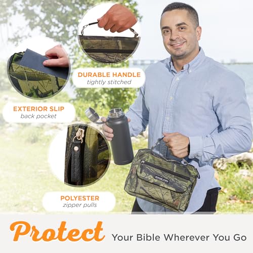Christian Art Gifts Stand Firm Oak Moss Camo Poly-Canvas Organizer Bible Cover - 1 Corinthians 16:13, Medium - size: Medium