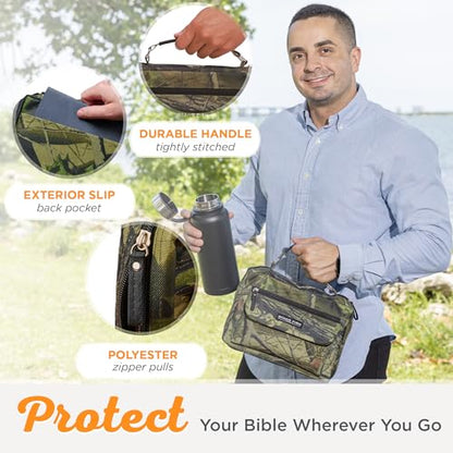 Christian Art Gifts Stand Firm Oak Moss Camo Poly-Canvas Organizer Bible Cover - 1 Corinthians 16:13, Medium - size: Medium