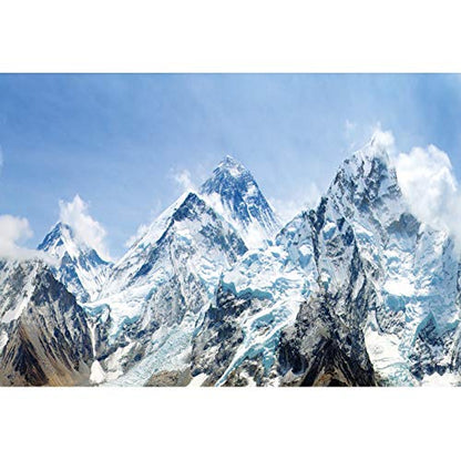 8x5ft Snow Mountain Scenery Backdrop - Cold Winter Snowy Mountain Outdoor Adventure Blue Sky Alpine Snow High Hill Peak Ski Nature Landscape Travel Photo Studio Props - size: 8x5ft