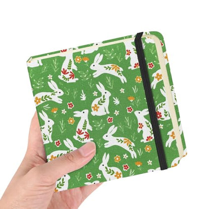 5x5" Pocket Sketch Book,80gsm Hardcover Art Sketchbook for Drawing Journal | Cloth Cover,80gsm Blank Paper,96Sheets,Lay-Flat,Portable Travel Creation Paint Diary Memo Planner,Dry Media.Green Rabbit - color: Cloth Cover-4.8x4.8in-Green Rabbit