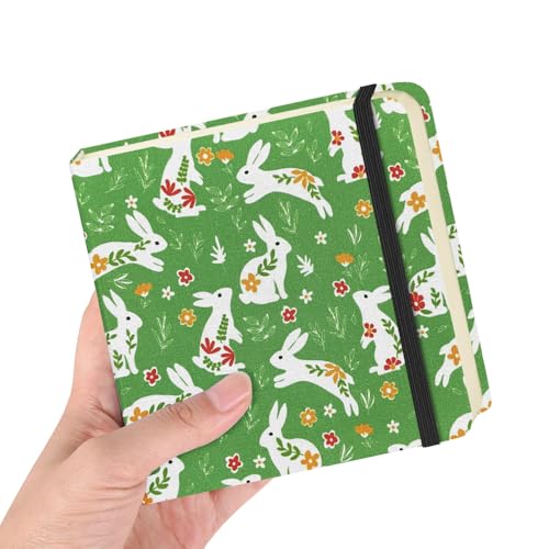 4.8" Pocket Sketch Book,80gsm Hardcover Art Sketchbook for Drawing Journal - color: Cloth Cover-4.8x4.8in-Green Rabbit