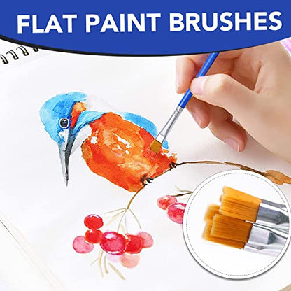 AROIC Paint Brushes Set,110 Pcs Flat & Fine Nylon Acrylic Brushes Bulk - color: Blue, size: 55 Flat + 55 Fine